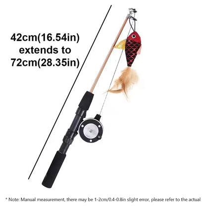 BOOTEELY Retractable Cat Toy Fish Type Telescopic Feathers Funny Cat Stick Toys Pet Toy for Kitten Rods Simulation Fishing Rod